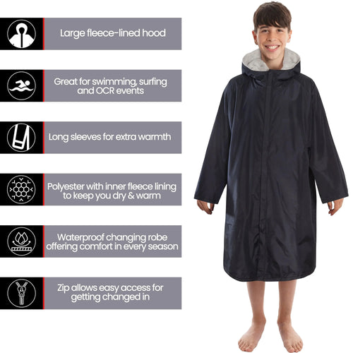 changing-robe-kids-unisex-hooded-coat-black-grey-windproof-waterproof-quick-dry-for-beach-surfing-swimming-by-heatwave-thermalwear-9-13-years-black-grey-changing-robe-1176984548 - Bobobiy