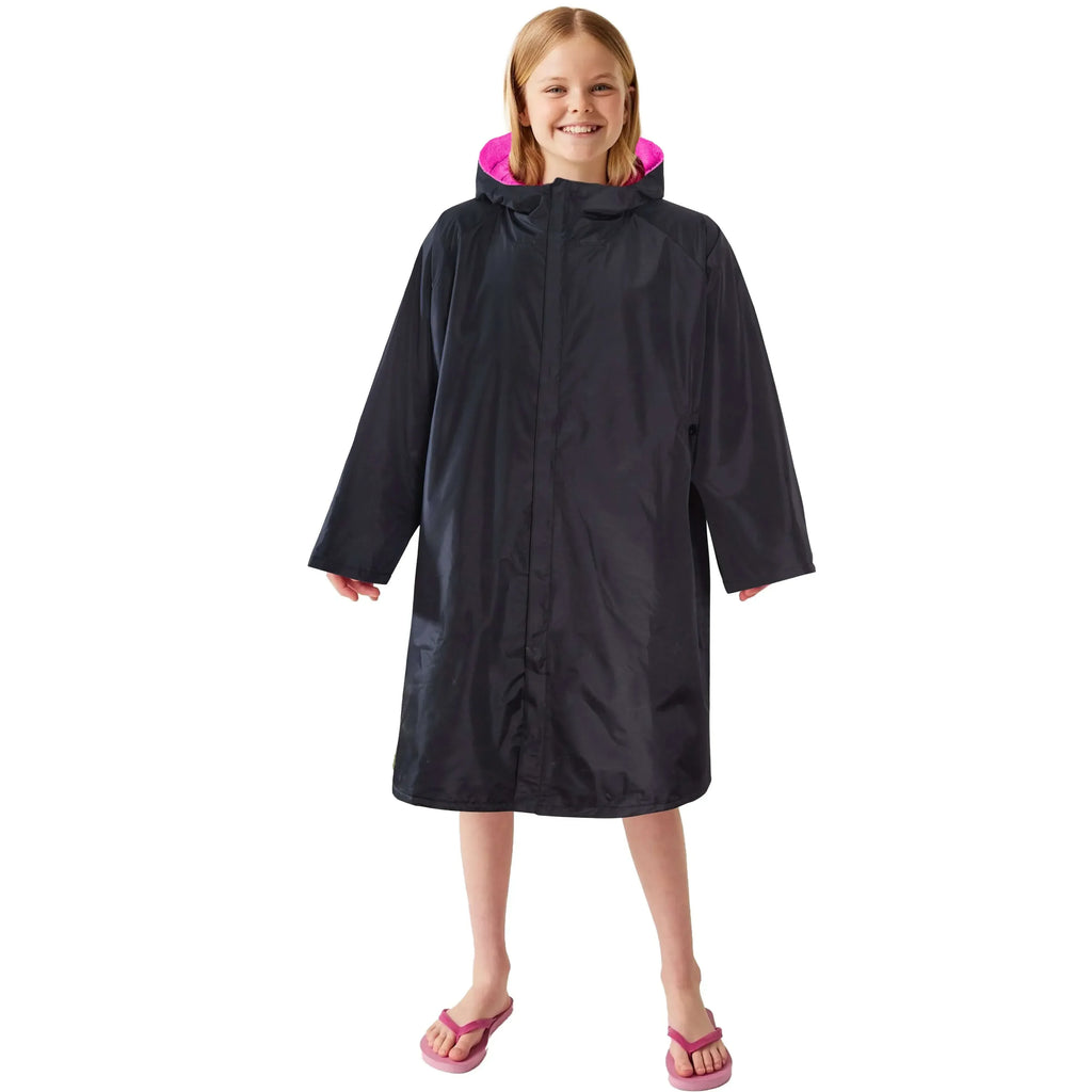 changing-robe-kids-unisex-hooded-coat-black-pink-windproof-waterproof-quick-dry-for-beach-surfing-swimming-by-heatwave-thermalwear-9-13-years-black-pink-changing-robe-1176513480 - Bobobiy