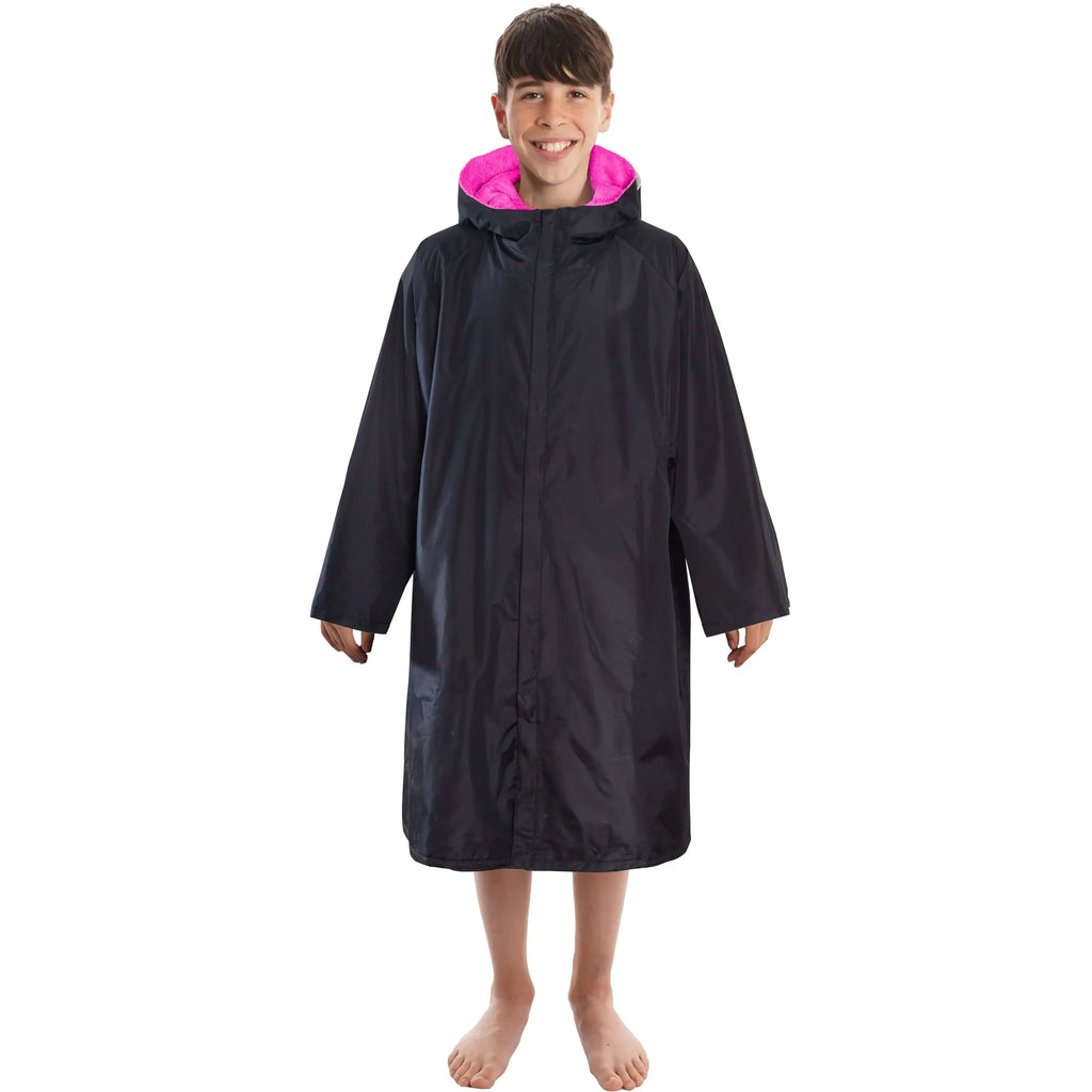 changing-robe-kids-unisex-hooded-coat-black-pink-windproof-waterproof-quick-dry-for-beach-surfing-swimming-by-heatwave-thermalwear-9-13-years-black-pink-changing-robe-1176513481 - Bobobiy