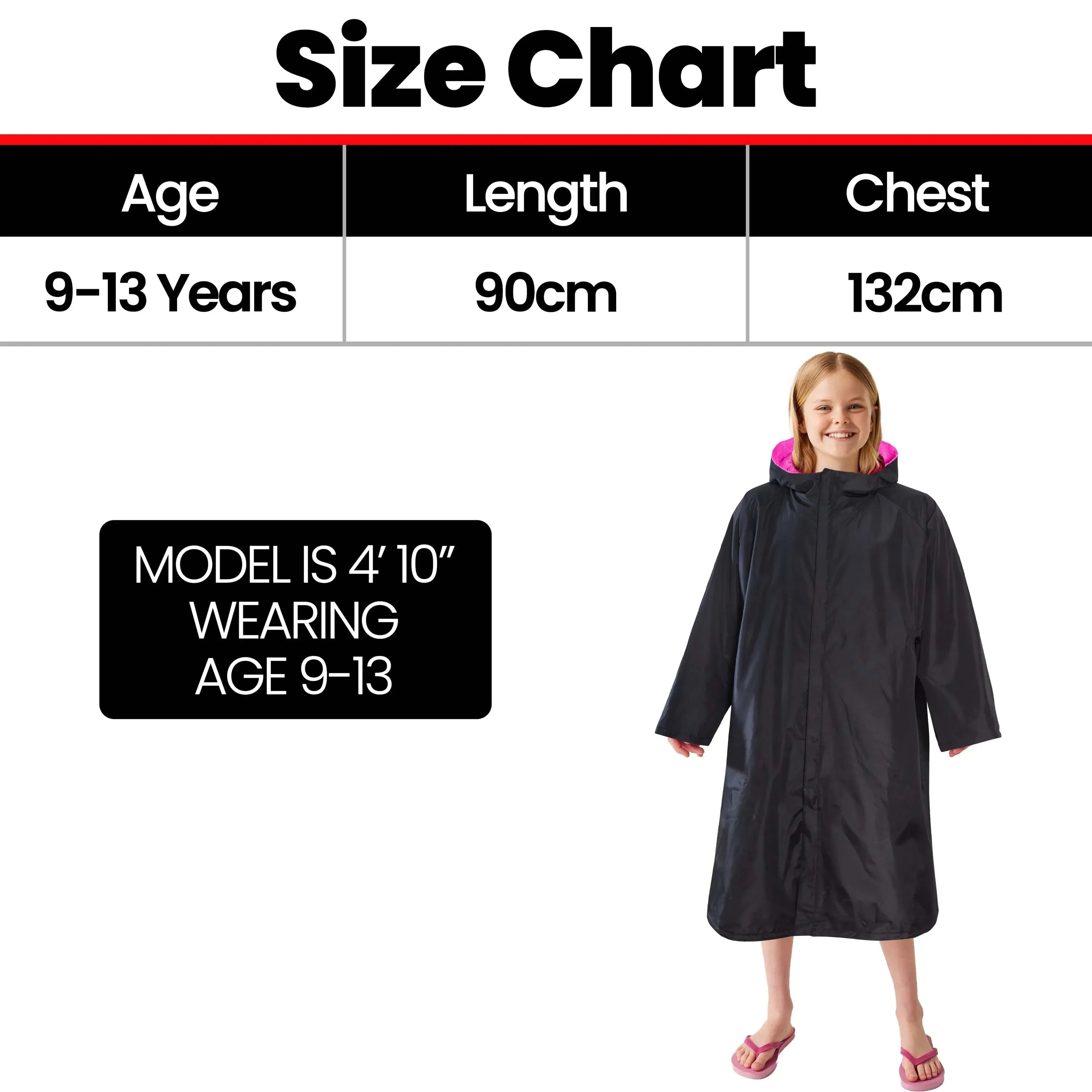 changing-robe-kids-unisex-hooded-coat-black-pink-windproof-waterproof-quick-dry-for-beach-surfing-swimming-by-heatwave-thermalwear-9-13-years-black-pink-changing-robe-1176513482 - Bobobiy