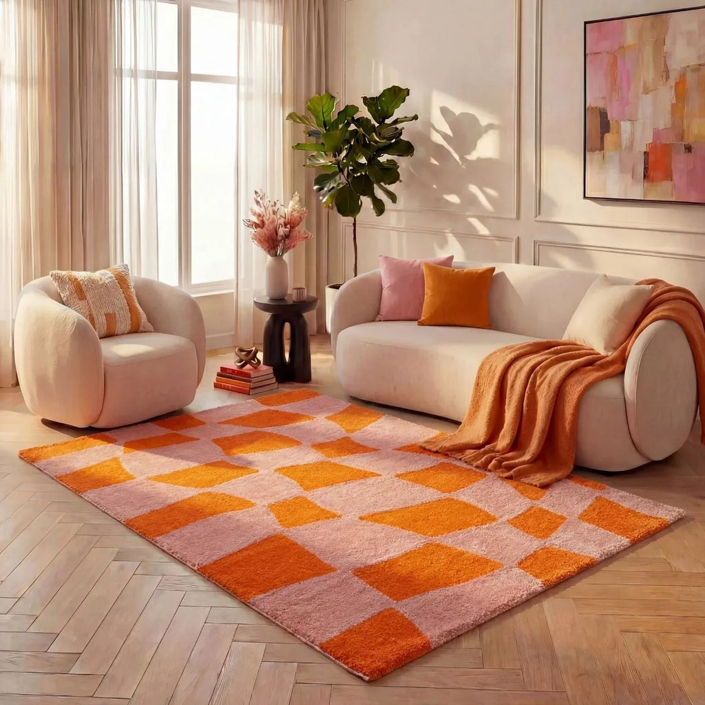 checkered_orange_pink - Bobobiy