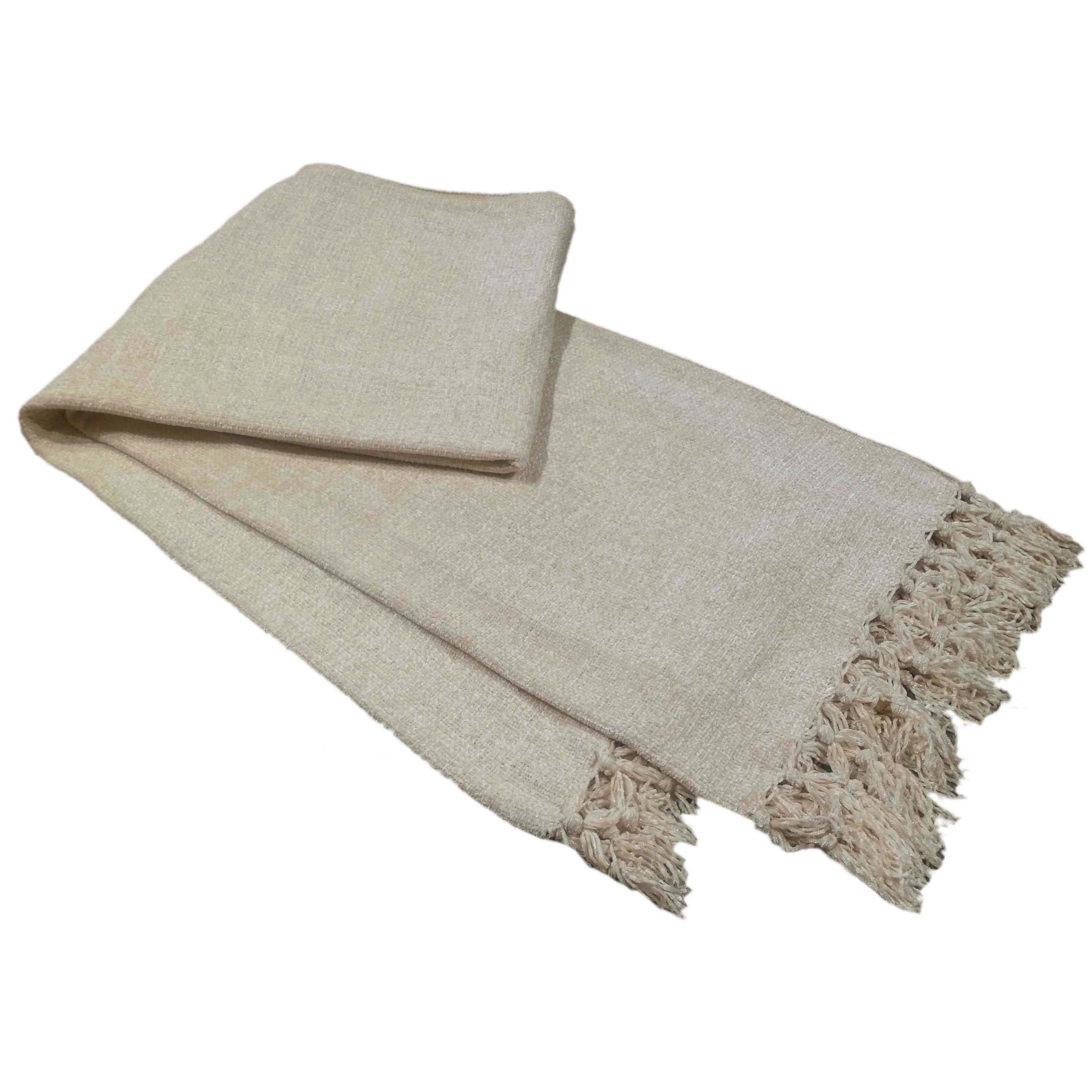 Chenille Tassel Elegant Throw Blanket for Couch Sofa Bed All-Season Soft Luxury