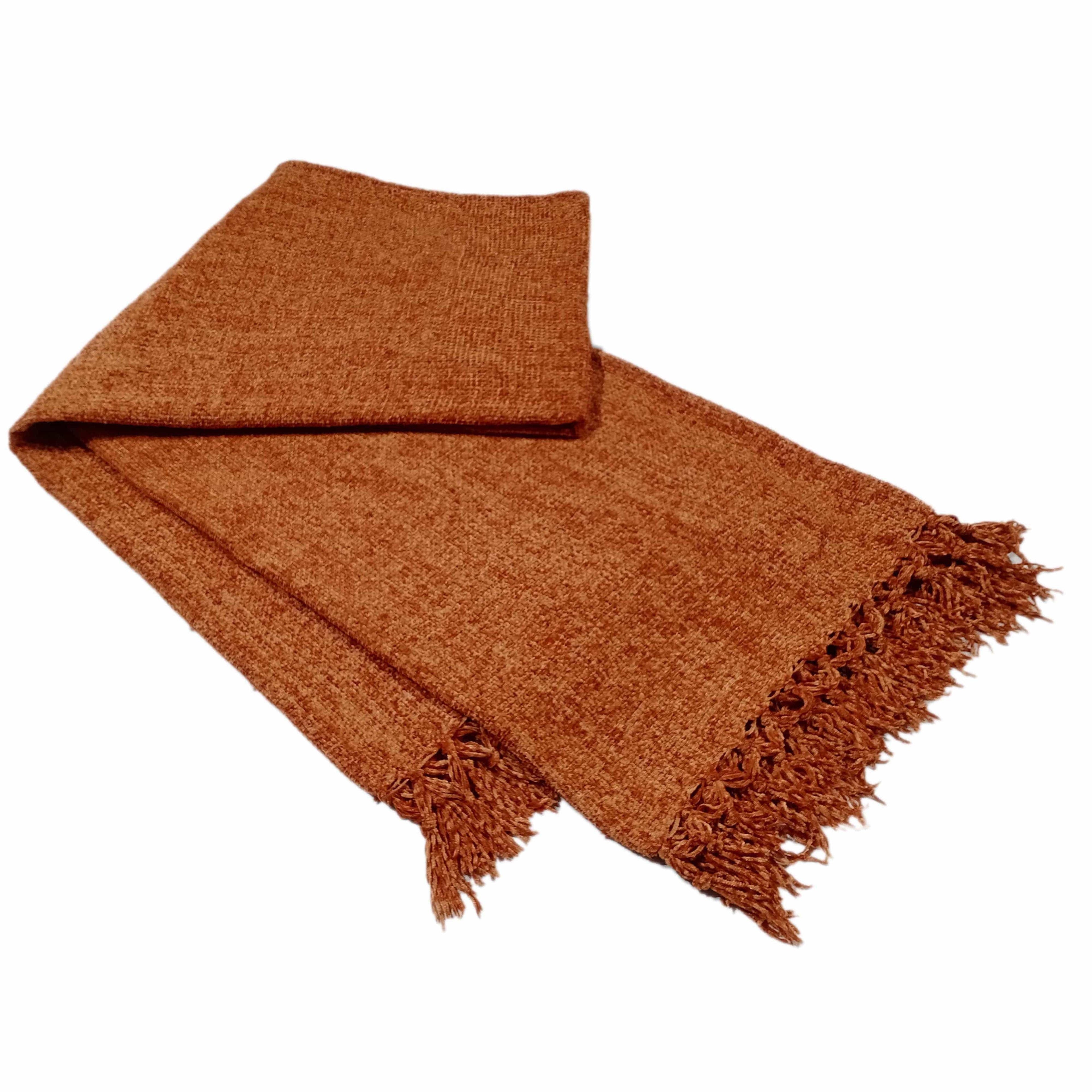 Chenille Tassel Elegant Throw Blanket for Couch Sofa Bed All-Season Soft Luxury