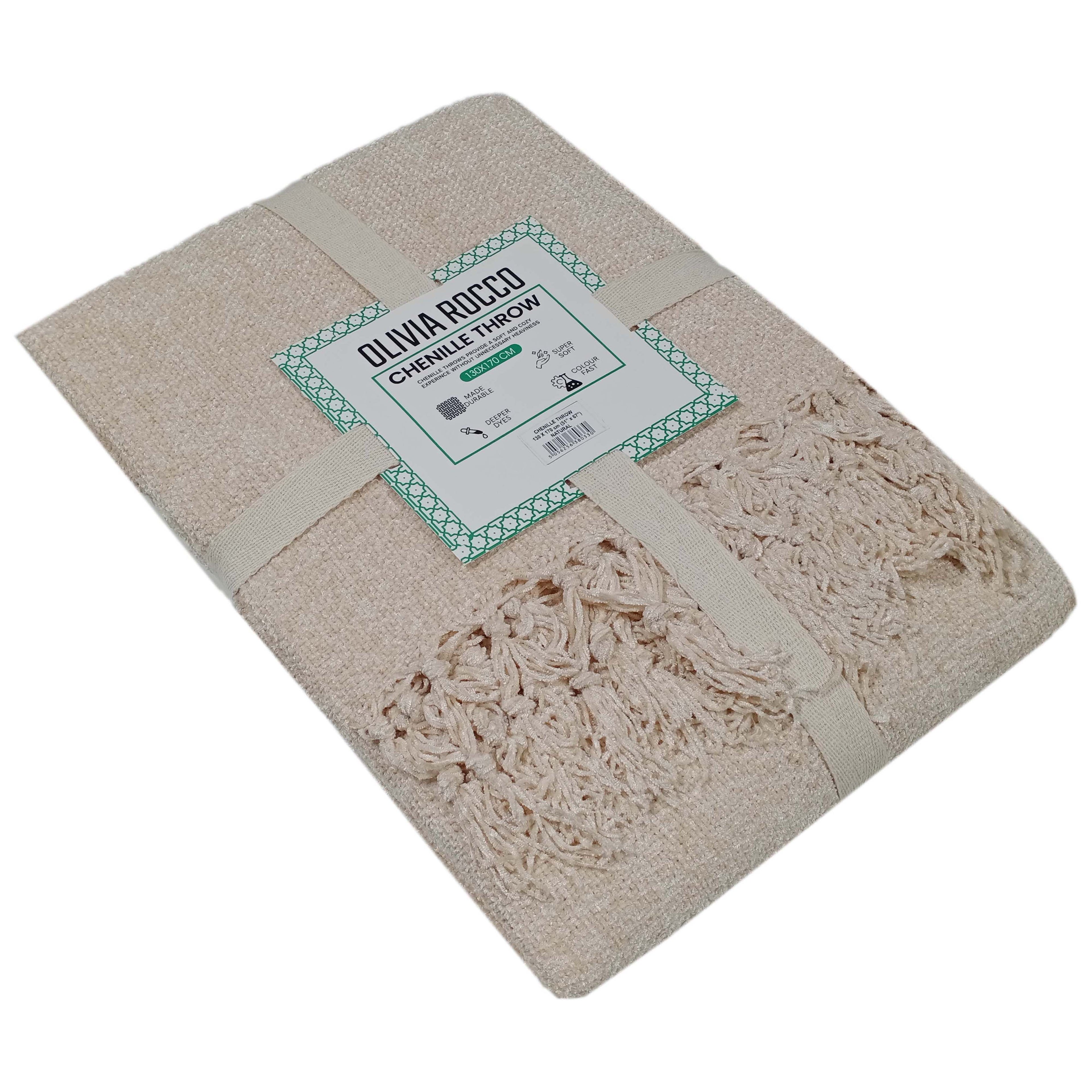 Chenille Tassel Elegant Throw Blanket for Couch Sofa Bed All-Season Soft Luxury