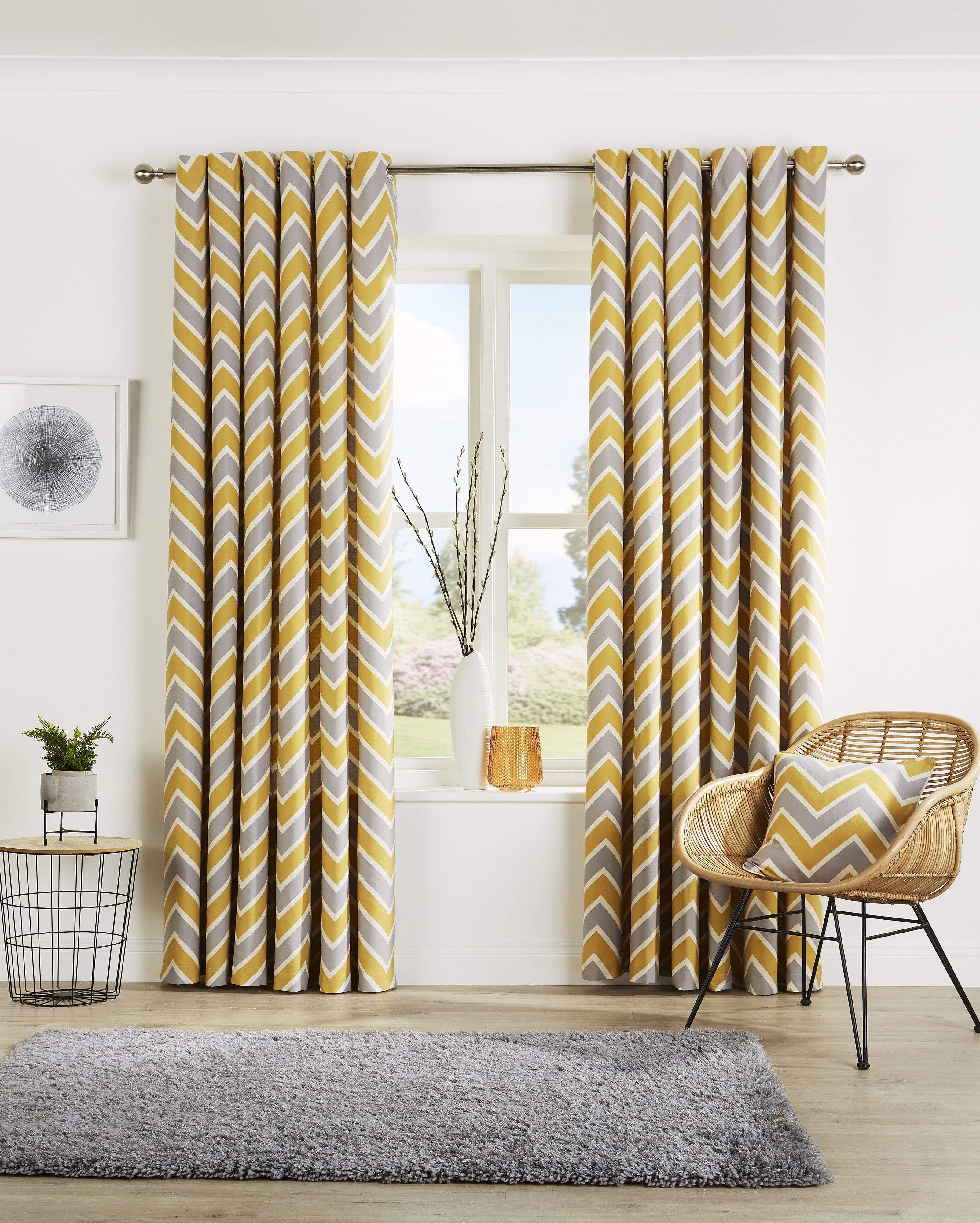 Chevron Pattern Curtains with Matching Cushion Covers Luxurious High-Quality Polyester Cotton Blend for Living Room and Bedroom Multiple Sizes OEKO-TEX Certified