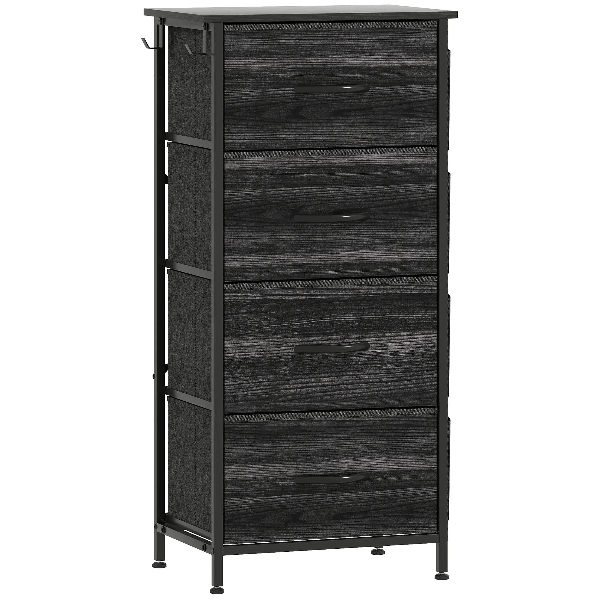 Chest of Four Fabric Drawers - Black - Bobobiy