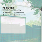 Green polyethylene greenhouse cover with reinforced, tear-resistant mesh panels
