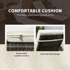 Cream lounge cushion with removable cover design on dark woven lounger frame