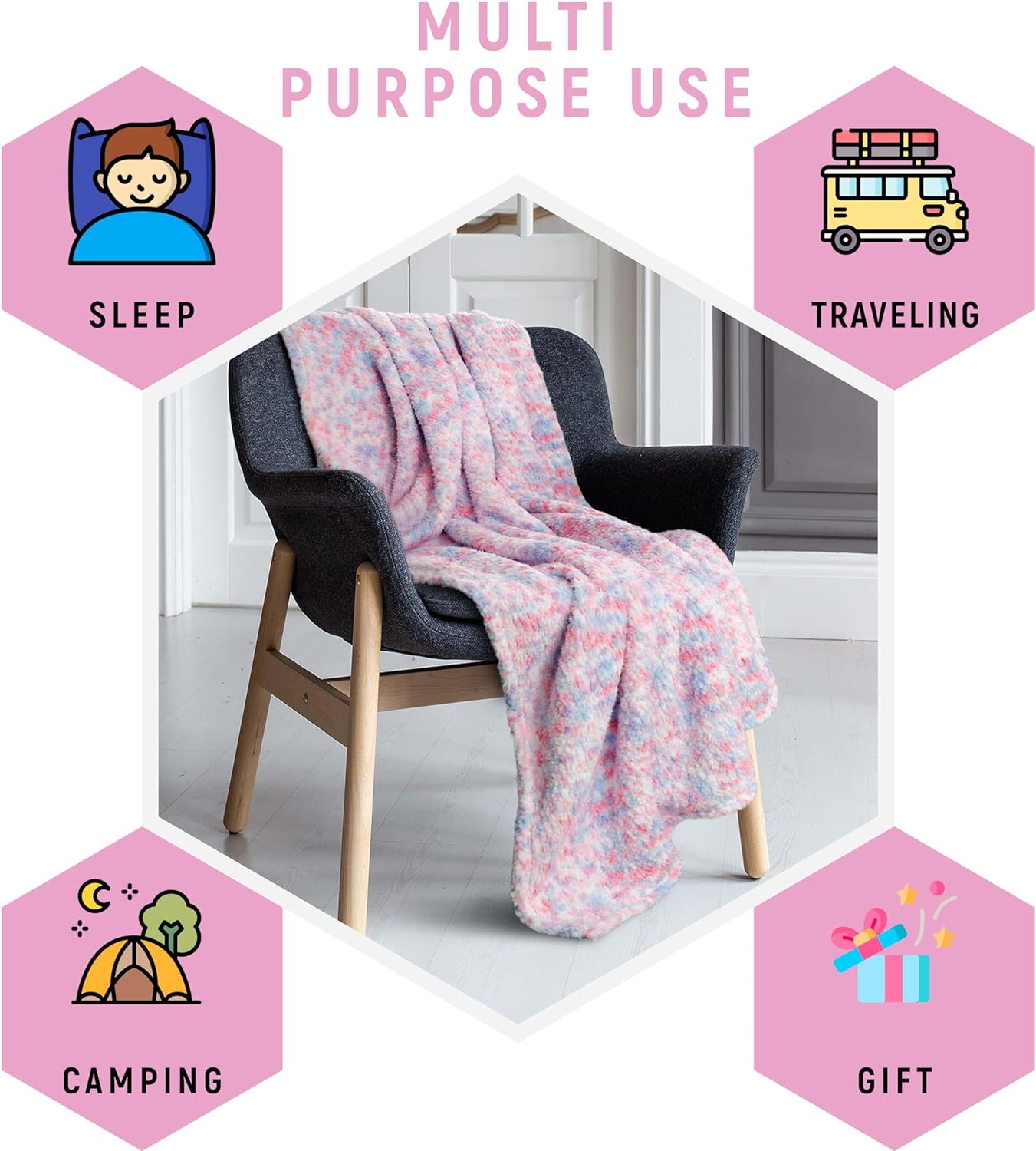 Colourful Super Soft Kids Rainbow Blanket Large Thick Teddy Fleece Throw for Snuggling and Home Decor Ideal Gift for Birthdays and Holidays 130 x 180 cm