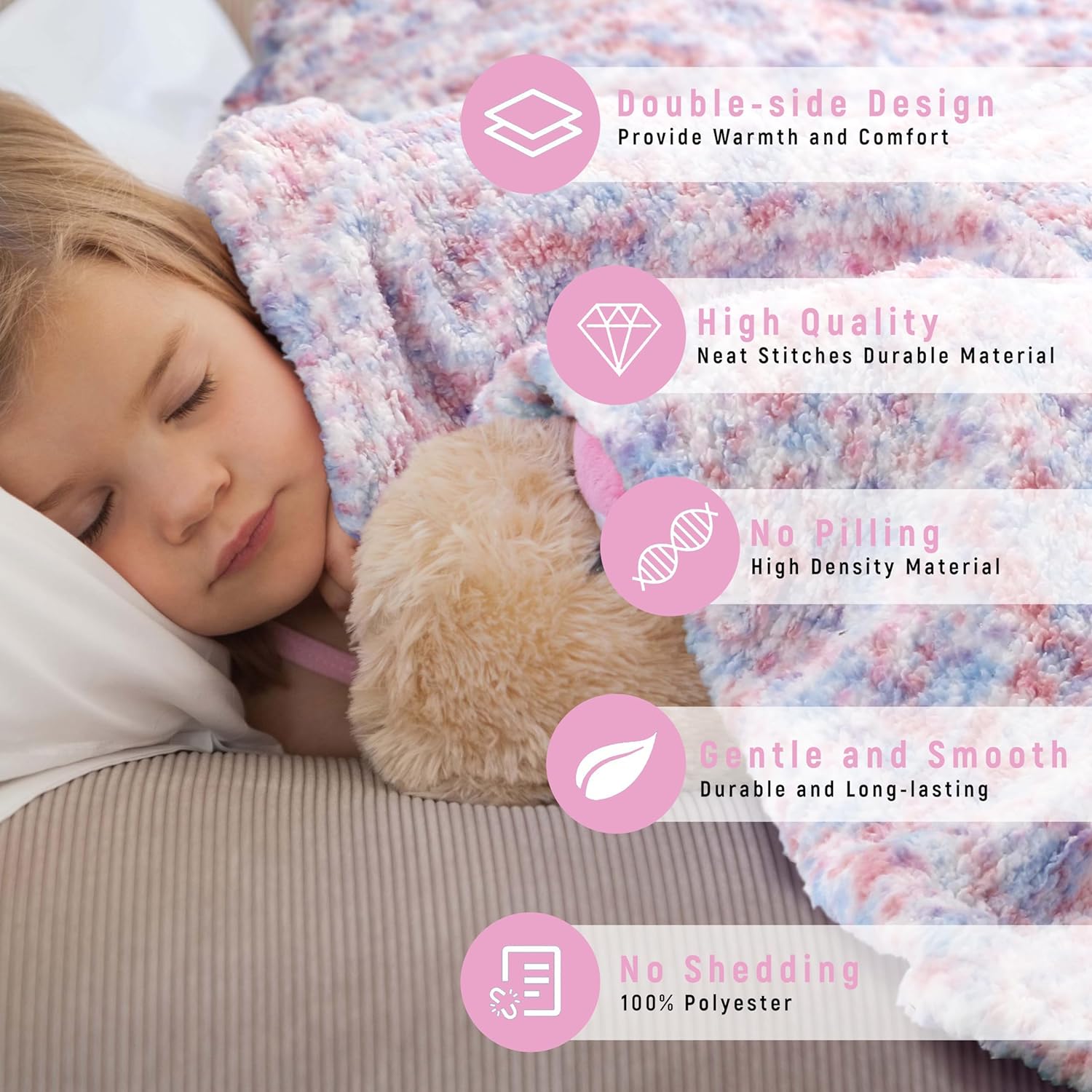 Colourful Super Soft Kids Rainbow Blanket Large Thick Teddy Fleece Throw for Snuggling and Home Decor Ideal Gift for Birthdays and Holidays 130 x 180 cm