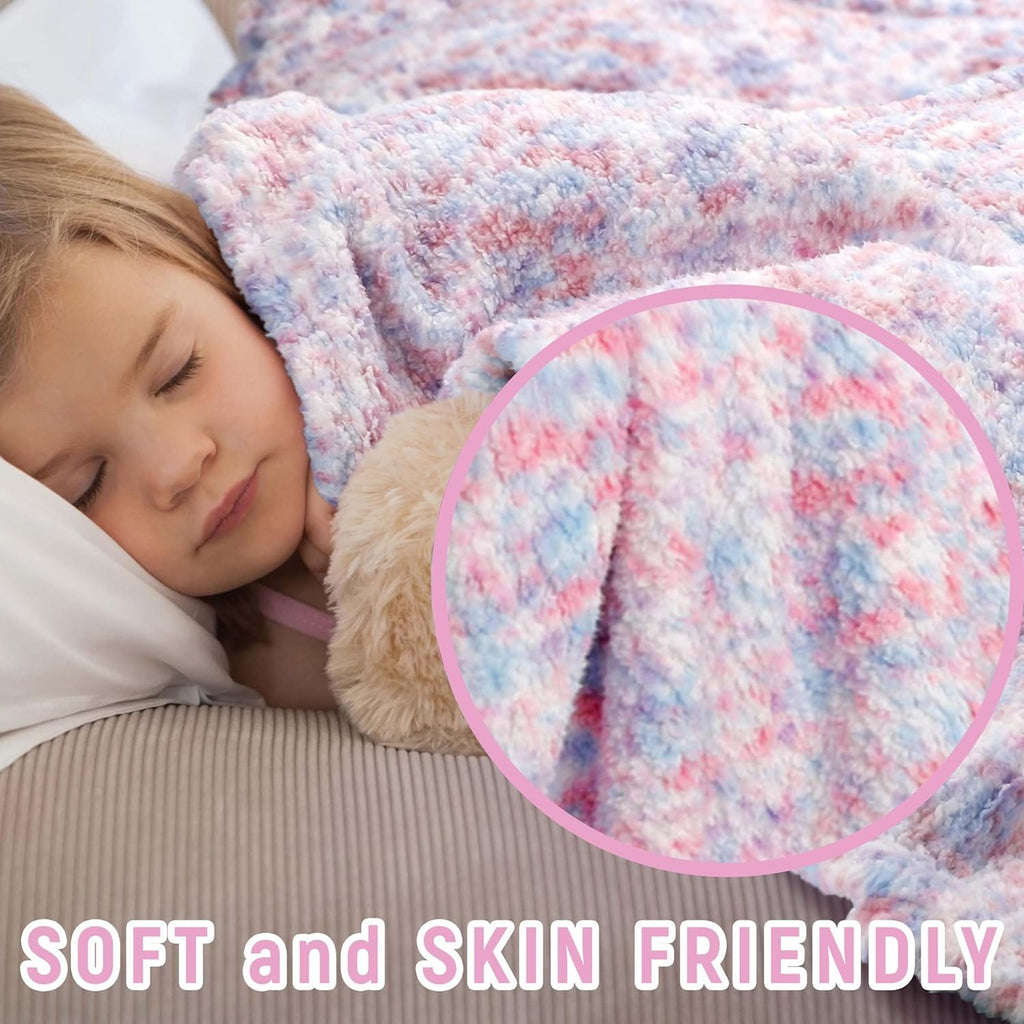 Colourful Super Soft Kids Rainbow Blanket Large Thick Teddy Fleece Throw for Snuggling and Home Decor Ideal Gift for Birthdays and Holidays 130 x 180 cm