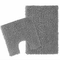 Como 2 Piece Grey Bath Mat & Pedestal Set Non-Slip Super Absorbent Cotton Bathroom Mats