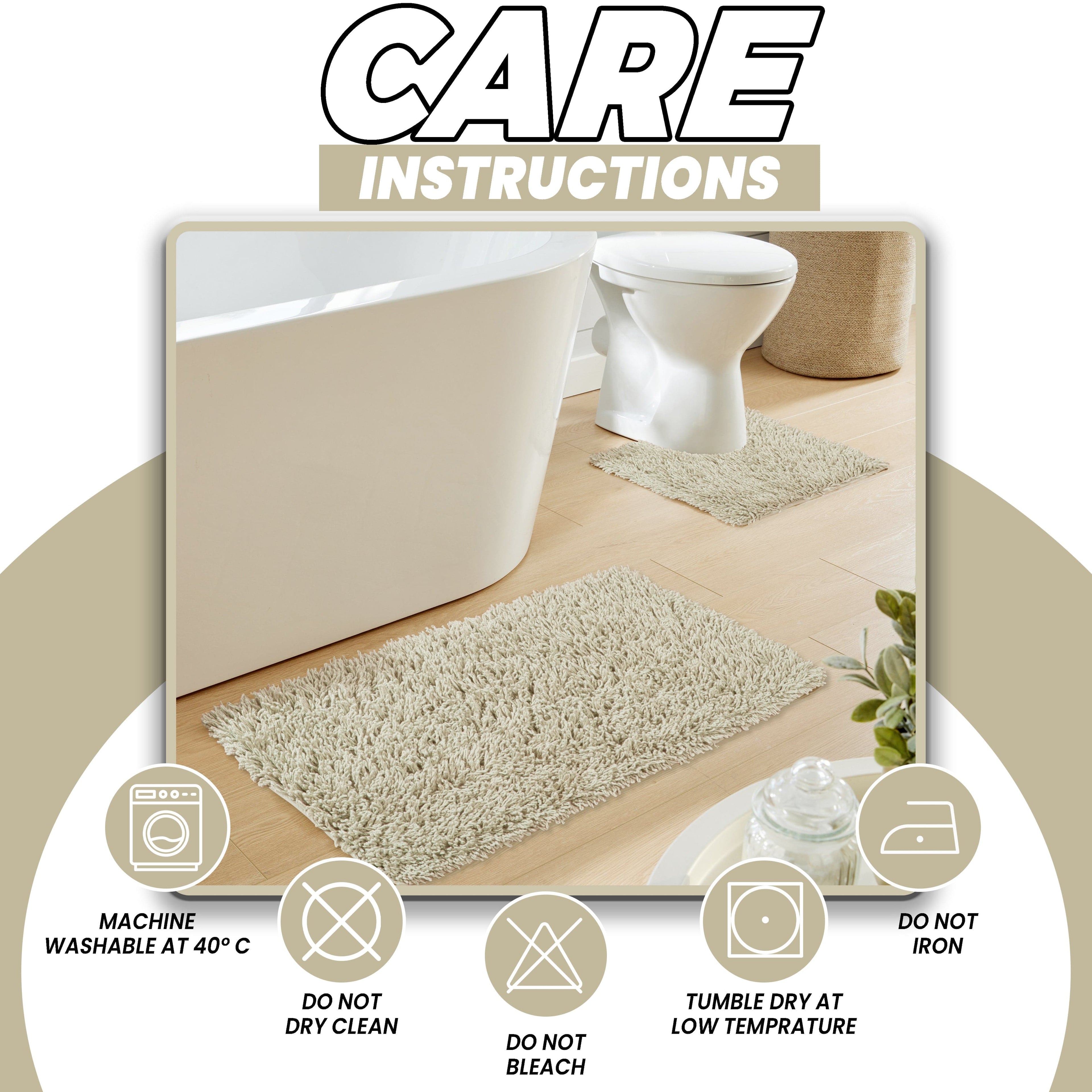 Como 2 Piece Natural Bath Mat & Pedestal Set Non-Slip Super Absorbent Cotton Bathroom Mats