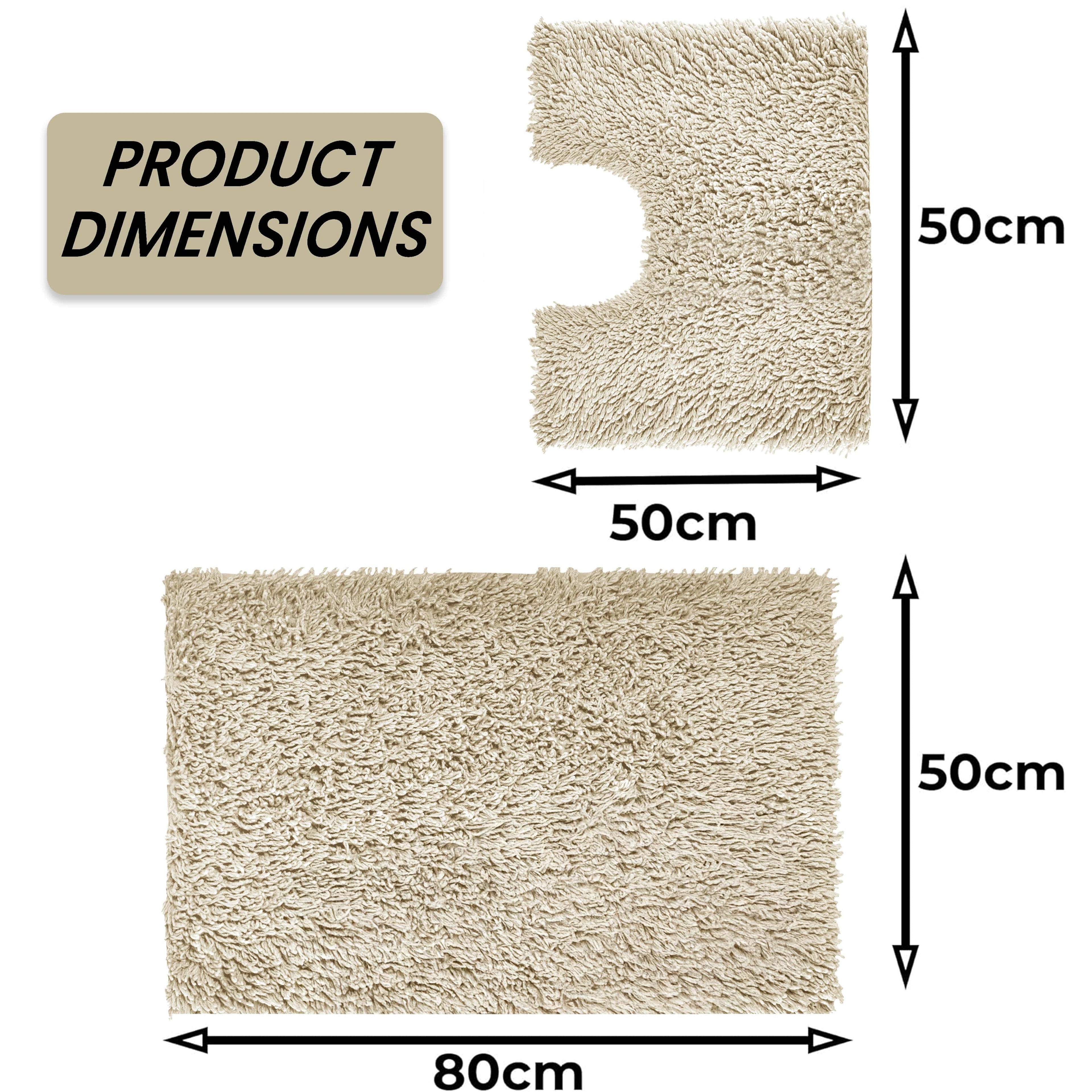 Como 2 Piece Natural Bath Mat & Pedestal Set Non-Slip Super Absorbent Cotton Bathroom Mats