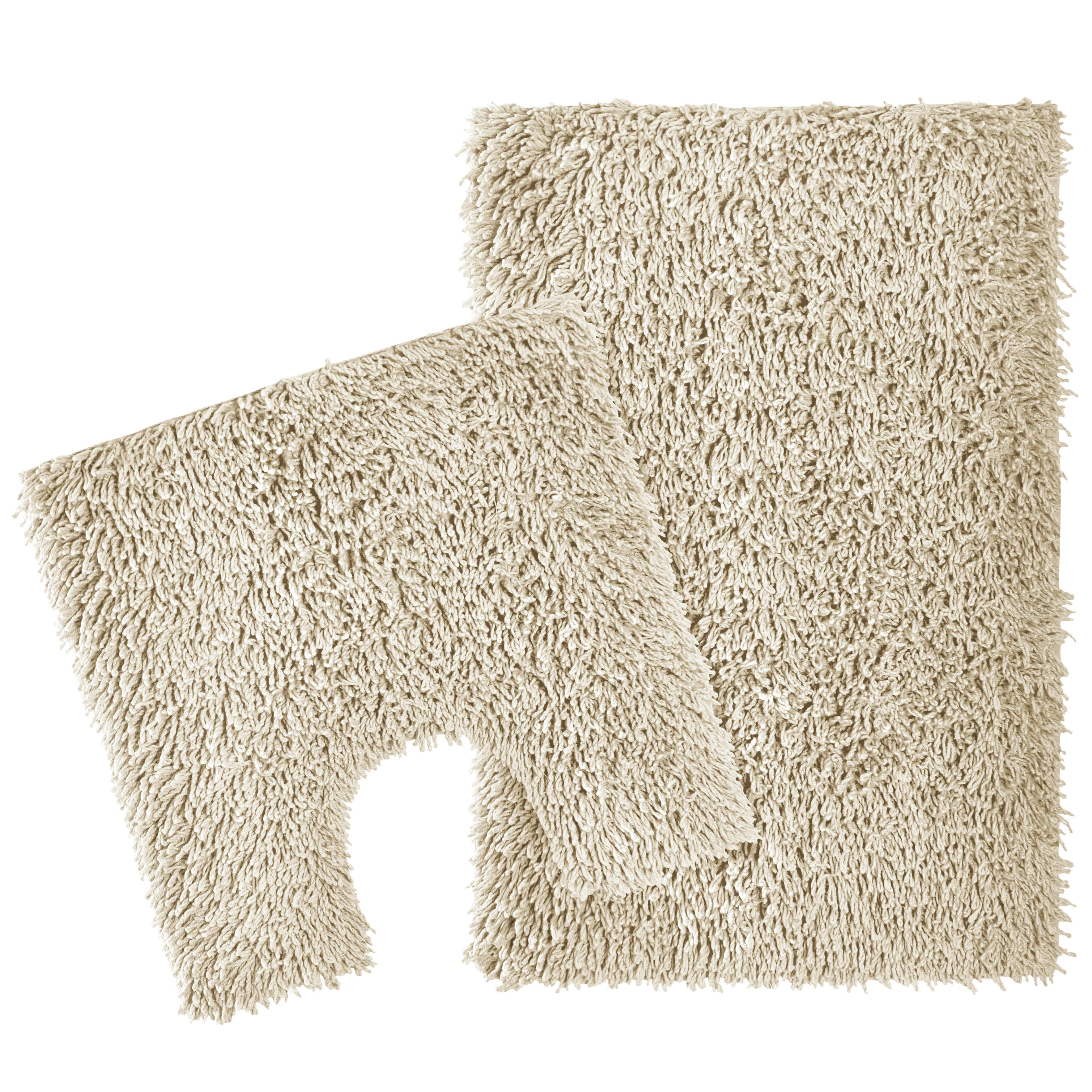 Como 2 Piece Natural Bath Mat & Pedestal Set Non-Slip Super Absorbent Cotton Bathroom Mats
