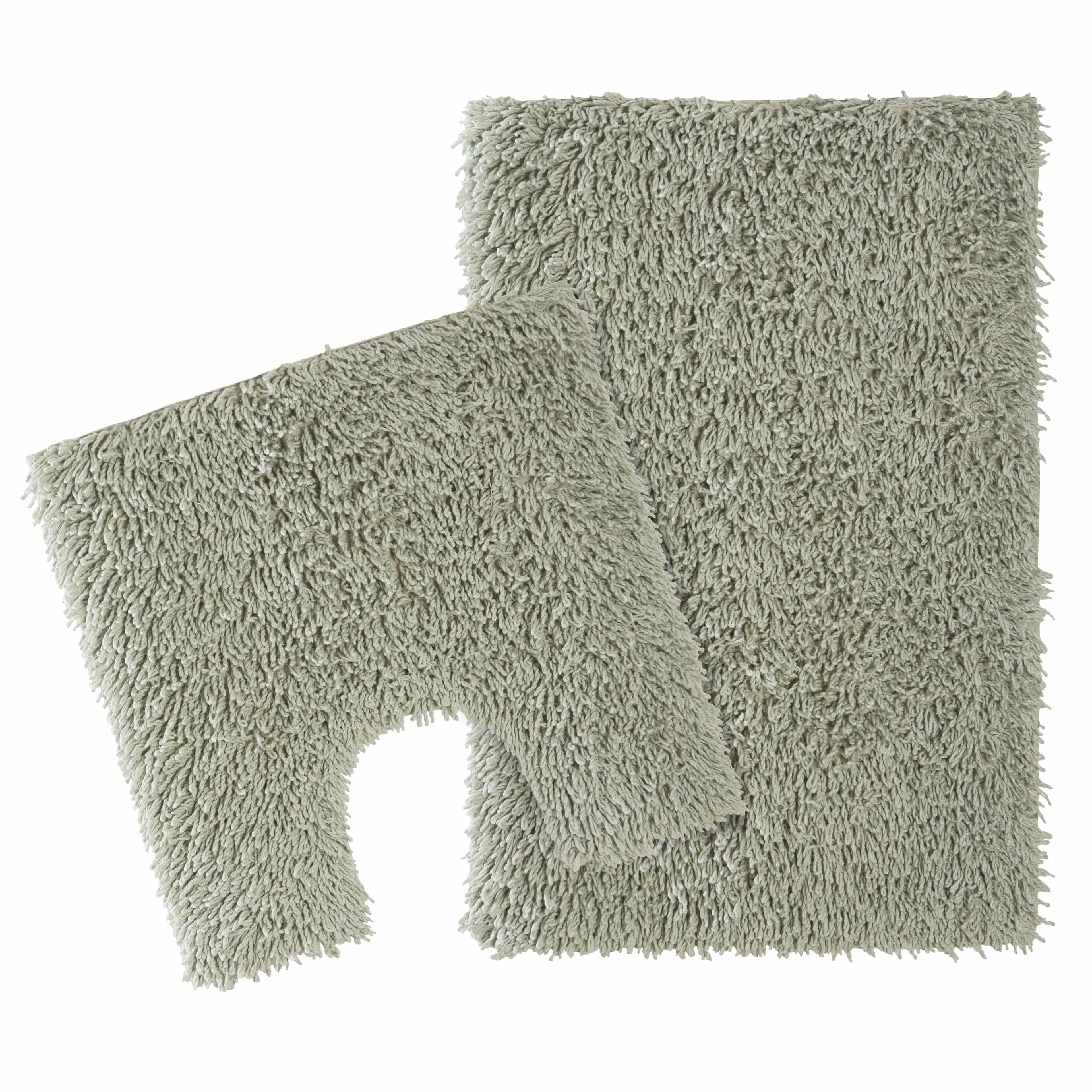 Como 2 Piece Sage Green Bath Mat & Pedestal Set Non-Slip Super Absorbent Cotton Bathroom Mats