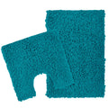Como 2 Piece Teal Bath Mat & Pedestal Set Non-Slip Super Absorbent Cotton Bathroom Mats