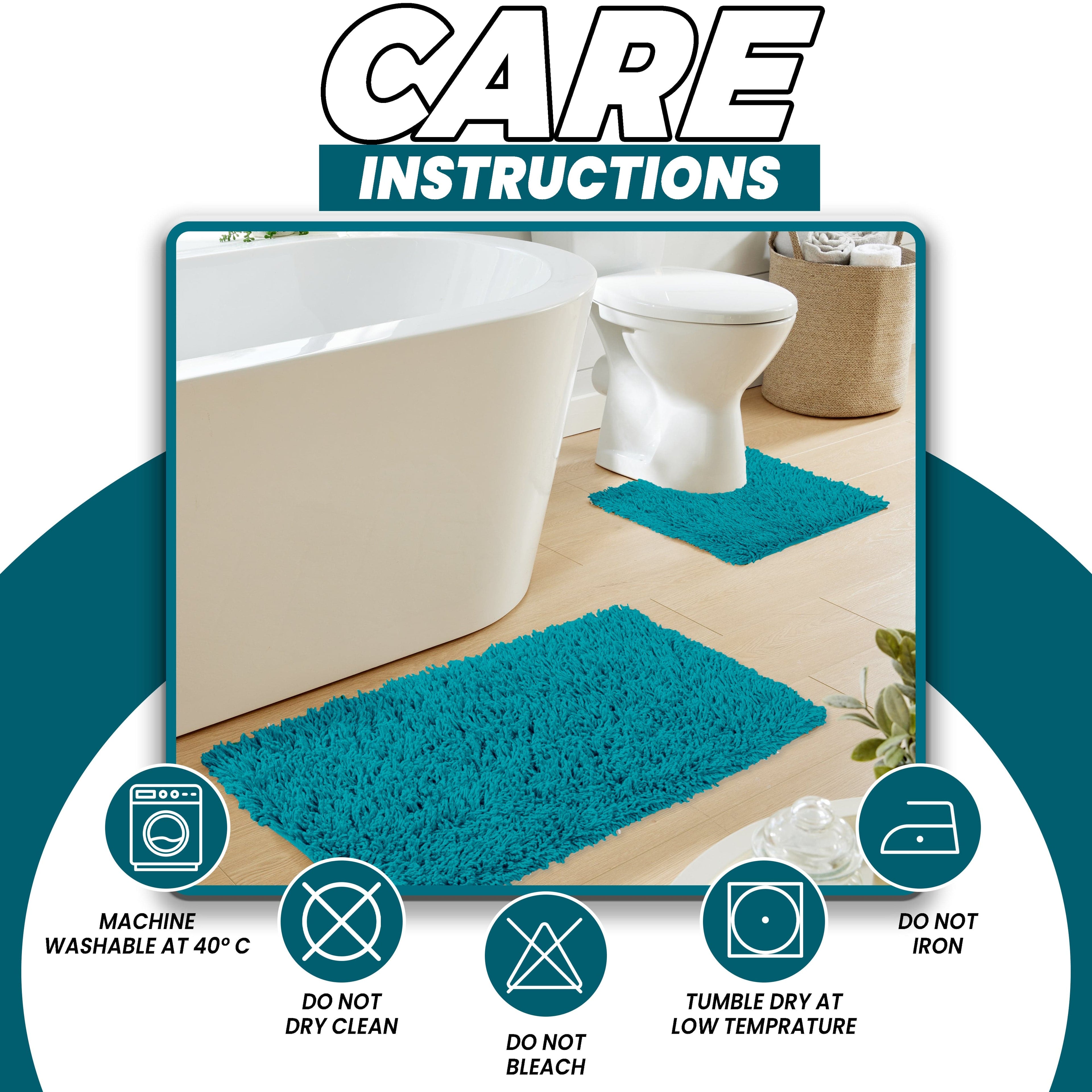 Como 2 Piece Teal Bath Mat & Pedestal Set Non-Slip Super Absorbent Cotton Bathroom Mats
