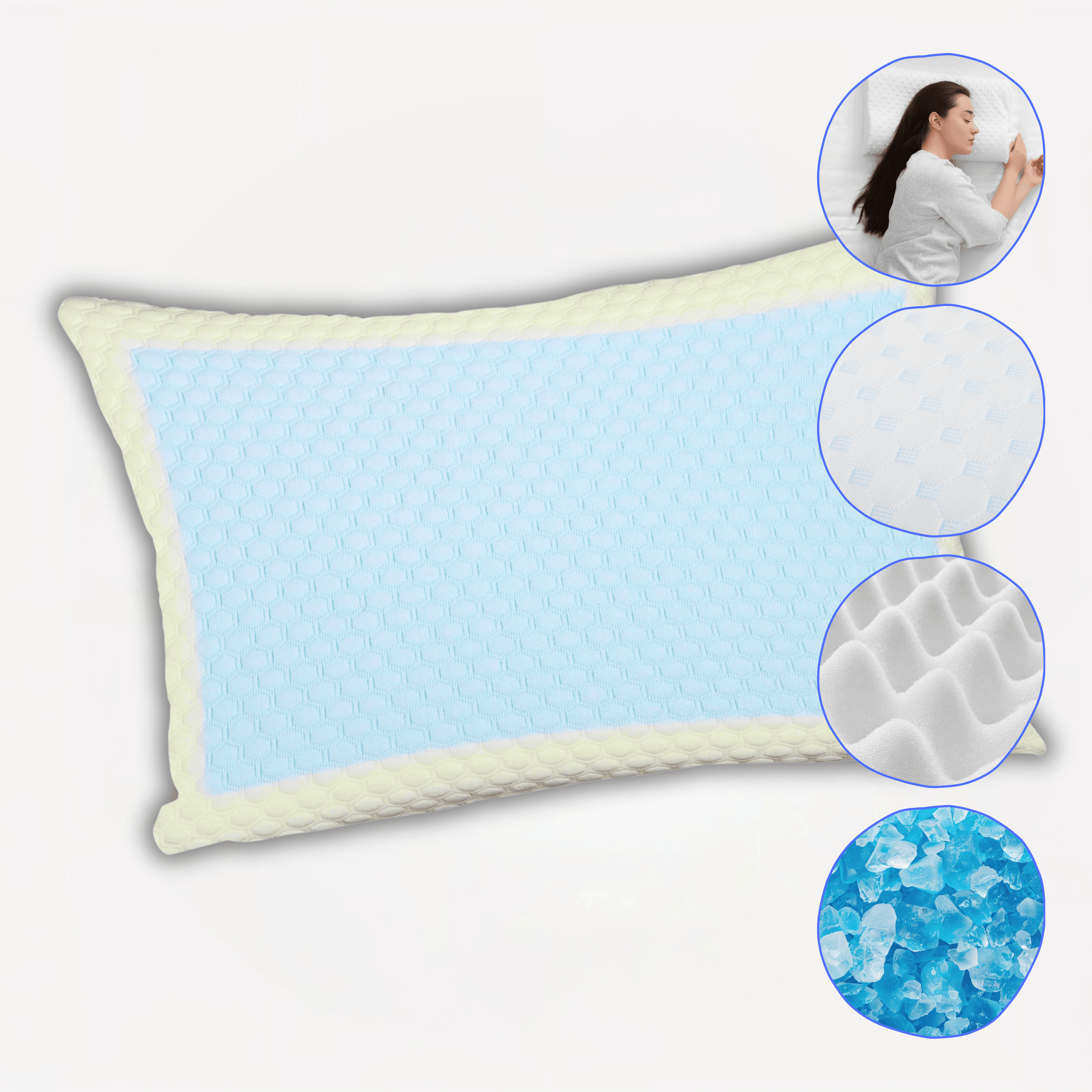 Cooling Gel Memory Foam Pillow Breathable Luxury Premium Fibre Filling for Superior Comfort and Support