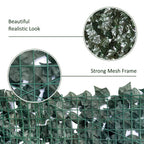 Dark green artificial leaf hedge fence with strong mesh frame and realistic leaf texture