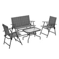 Four-Piece Metal Garden Sofa Set - Mixed Grey - Bobobiy