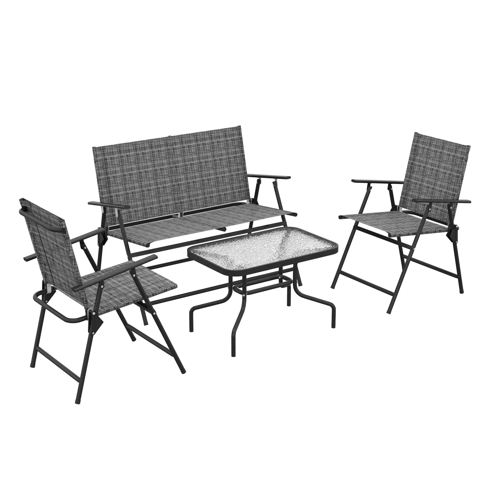 Four-Piece Metal Garden Sofa Set - Mixed Grey - Bobobiy