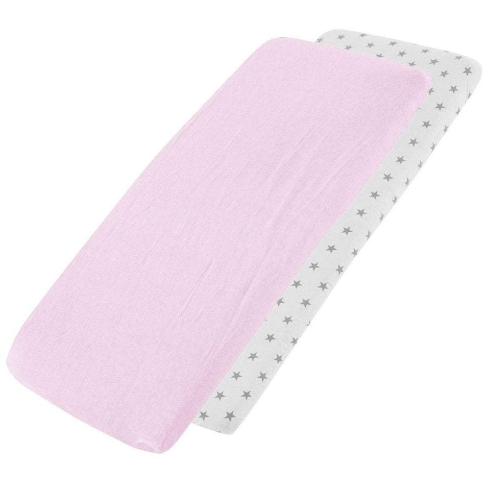 Crib Jersey Fitted Sheets 100% Cotton 40x90cm - Pack Of 2 - Fits All Models