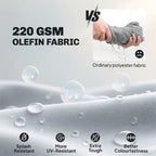 Gray olefin fabric swatch with water droplets