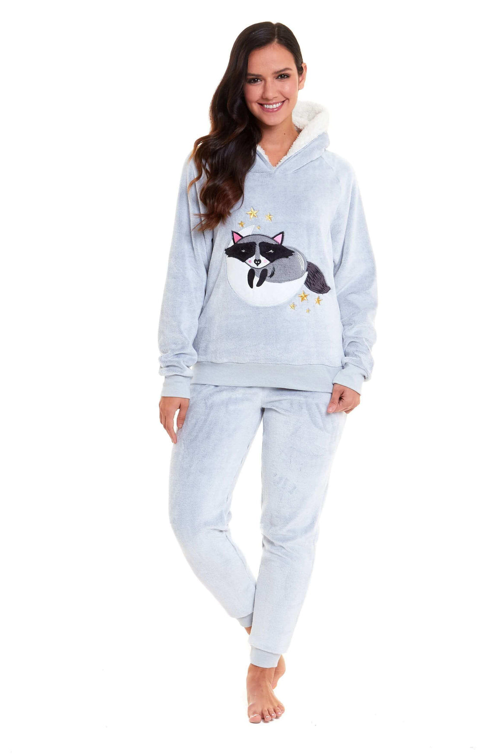 cuddly-raccoon-fleece-hooded-pyjama-set-for-women-and-girls-super-soft-sherpa-lined-nightwear-ideal-mother-daughter-gift-cosy-boutique-by-daisy-dreamer-pyjamas-1176513630 - Bobobiy