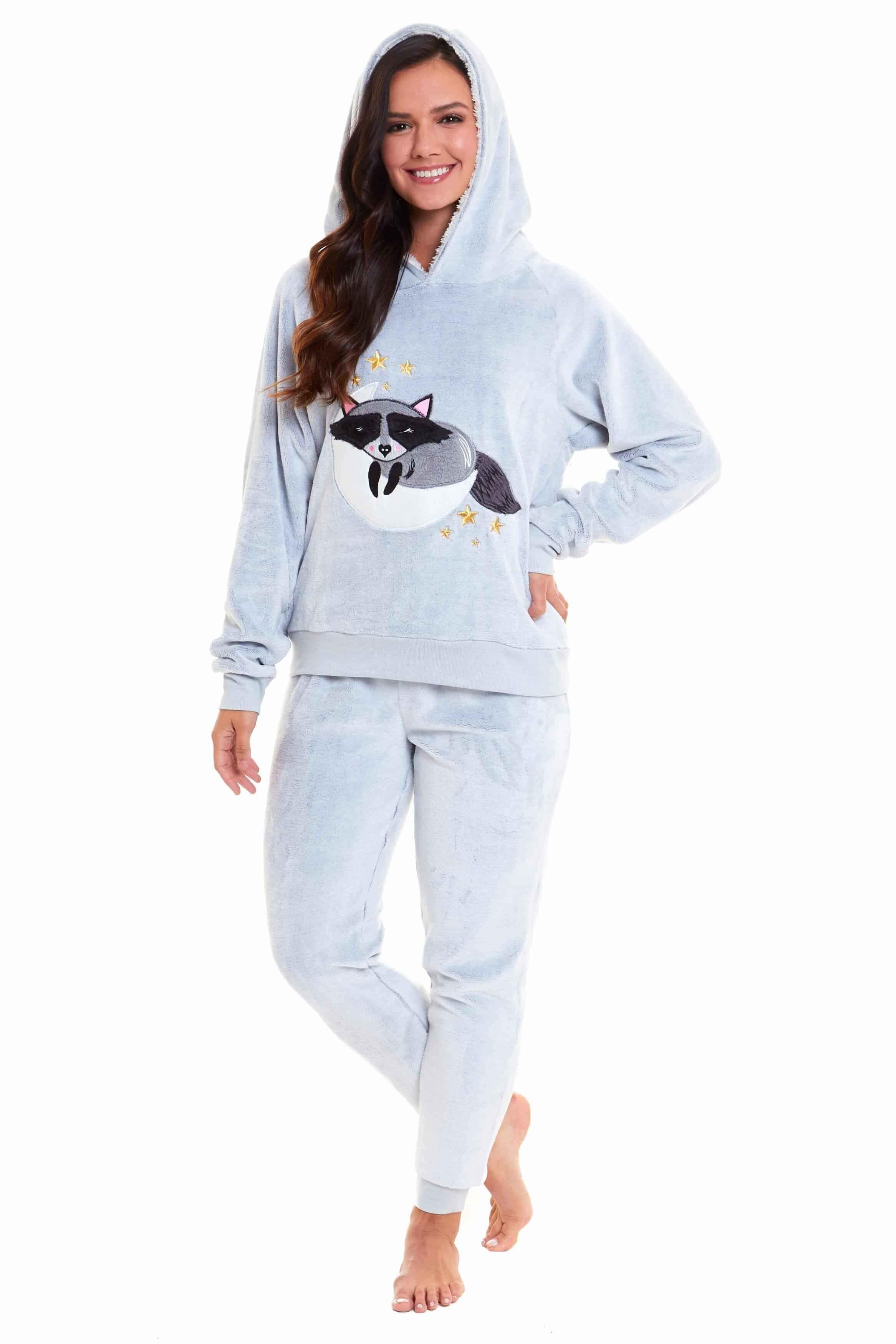 cuddly-raccoon-fleece-hooded-pyjama-set-for-women-and-girls-super-soft-sherpa-lined-nightwear-ideal-mother-daughter-gift-cosy-boutique-by-daisy-dreamer-small-uk-8-10-pyjamas-117651363 - Bobobiy