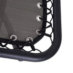 Grey texteline fabric panel with black metal folding frame and cord lacing details