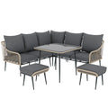 Six-Piece Rattan Strong Garden Sofa Set - Brown/Grey - Bobobiy
