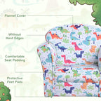 Children’s flannel tub chair with dinosaur pattern, padded edges and protective foot pads
