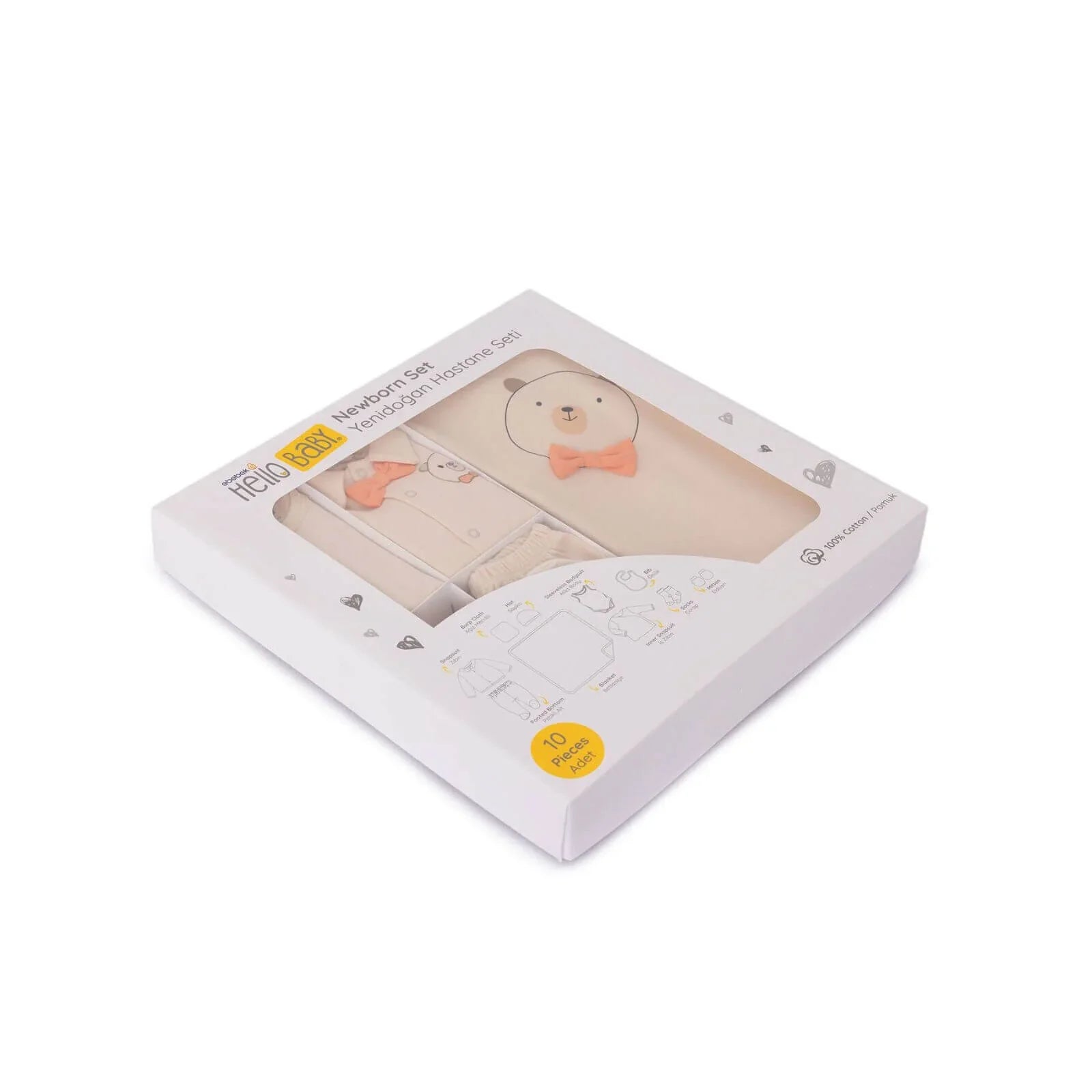 HelloBaby Boy Newborn Set 10 pcs - Ecru