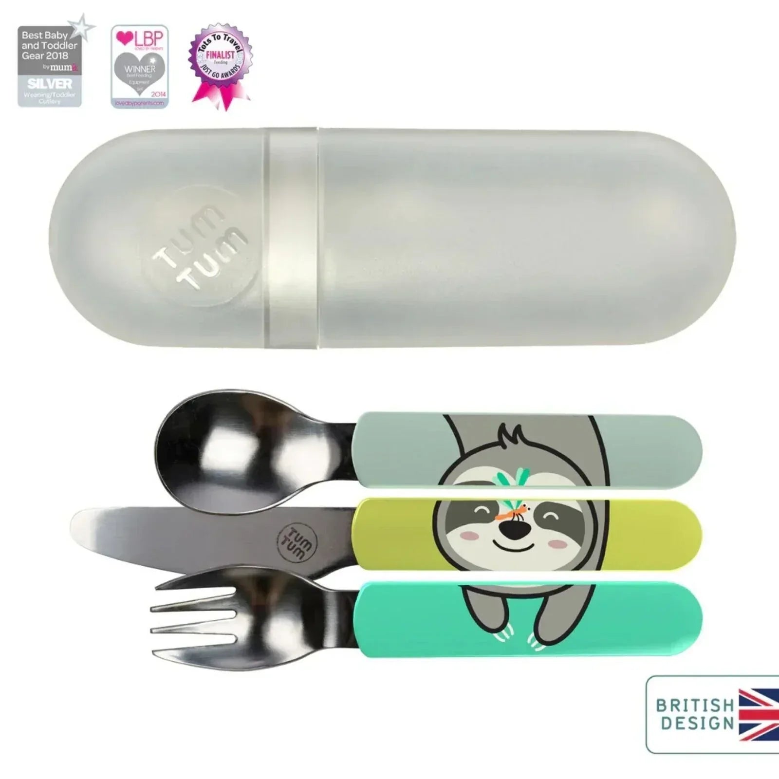 TUM TUM Travel Cutlery Set with Case - Stanley Sloth - Bobobiy