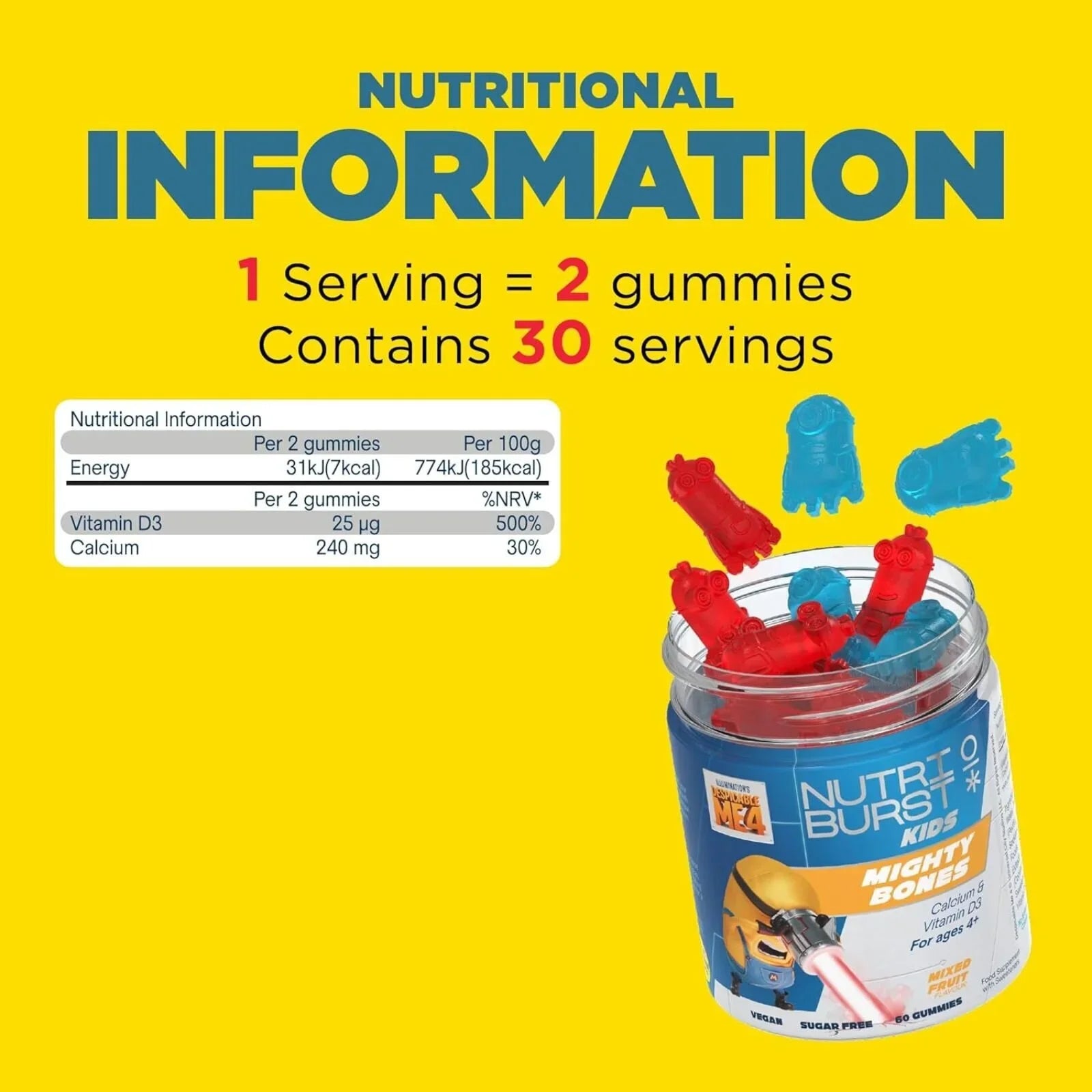 Nutriburst Minions Mighty Bones Vitamins 4+ years 60 pcs