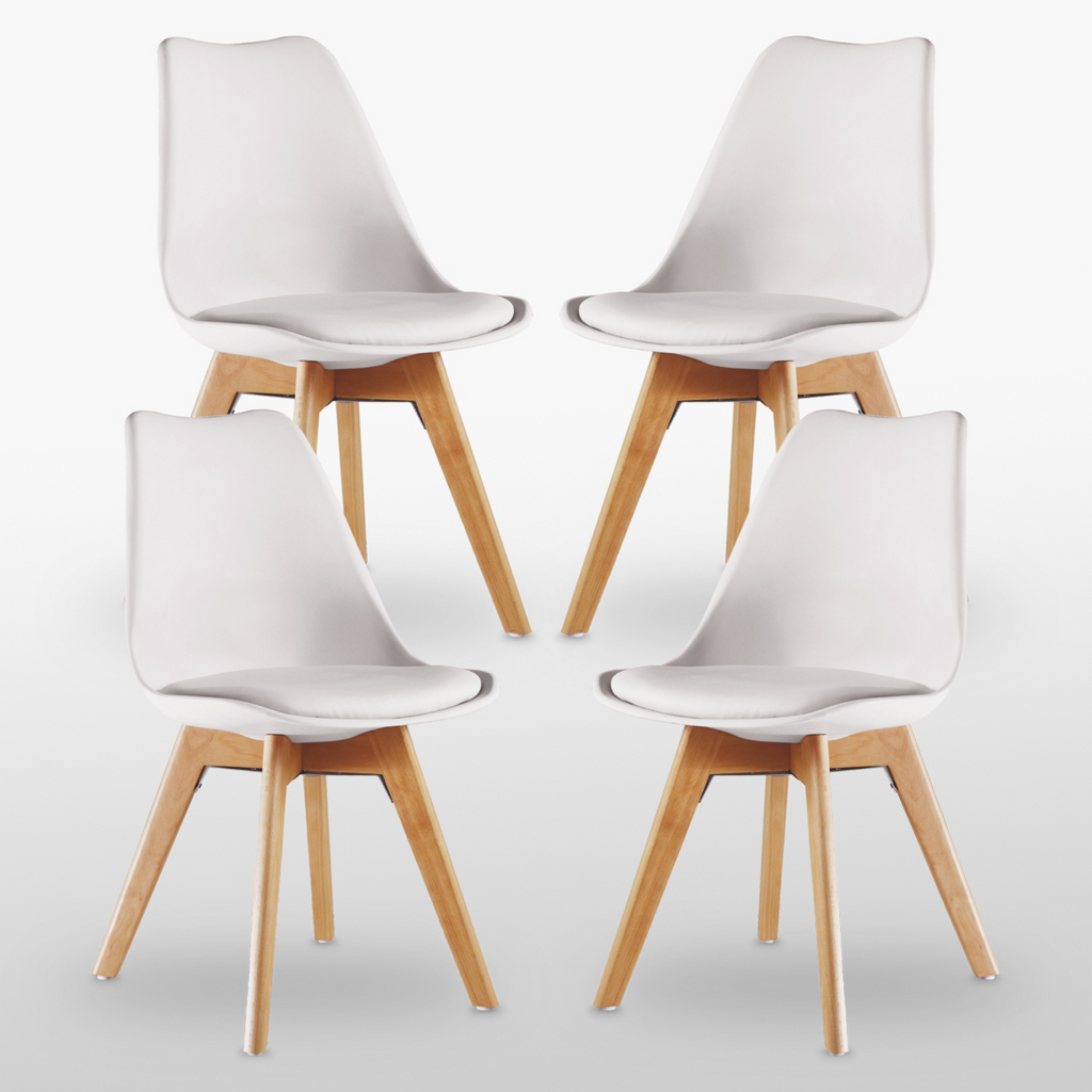 5PCs Dining Set - a Black Halo Dining Table & Set of 4 Lorenzo Tulip chairs with Padded Seat