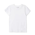 White crew-neck short-sleeve unisex undershirt, smooth cotton knit