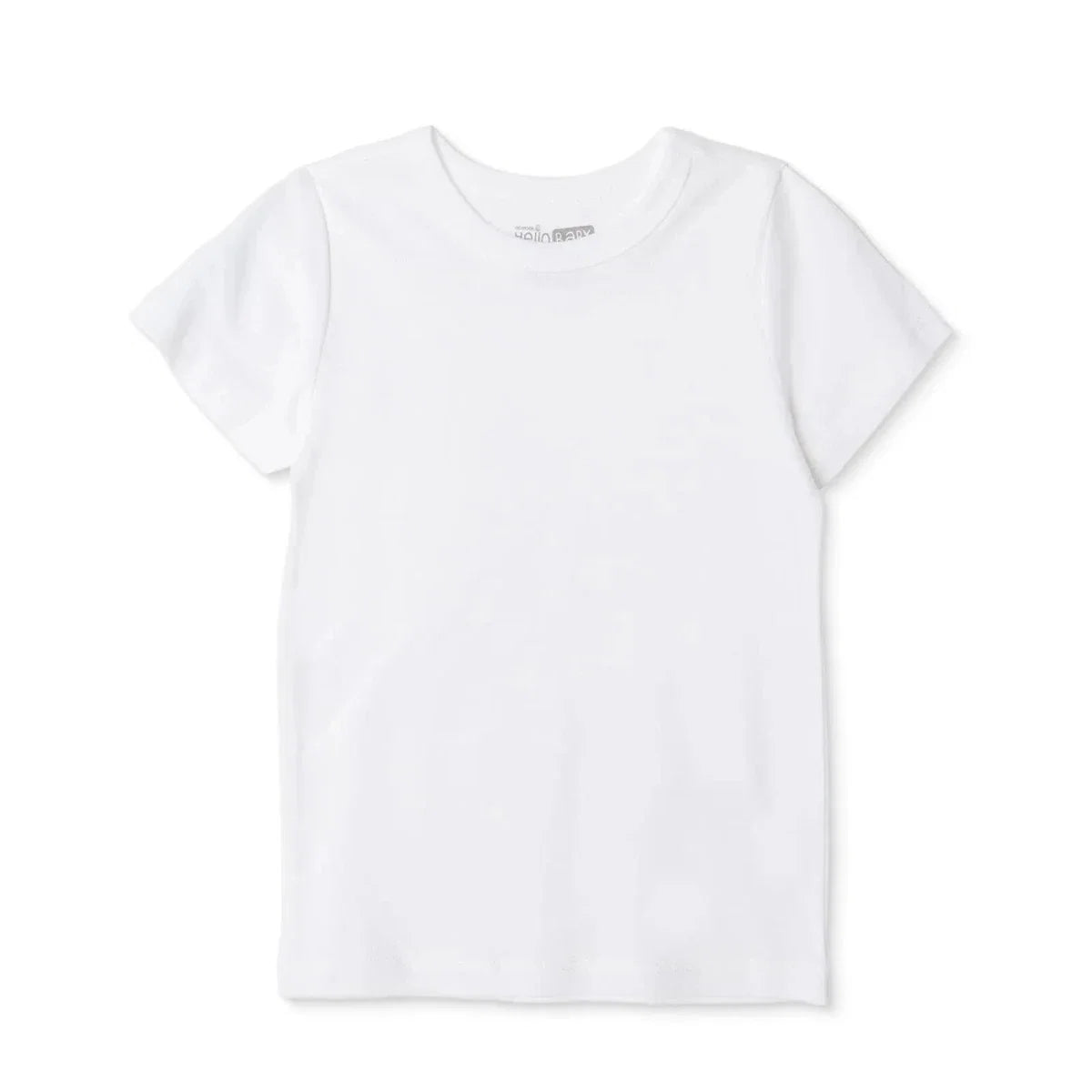 White crew-neck short-sleeve unisex undershirt, smooth cotton knit