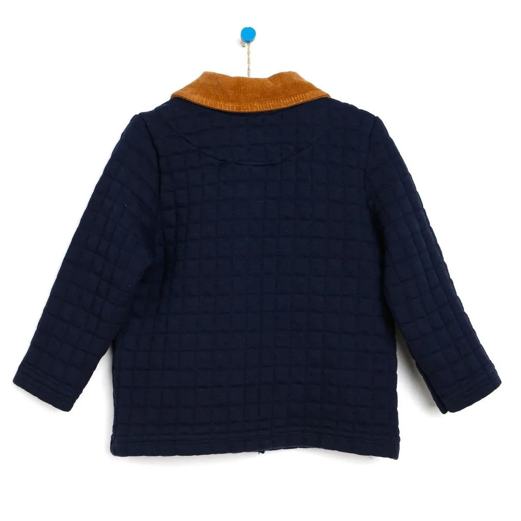Tuffy Quilted Cardigan - Navy Blue - Bobobiy