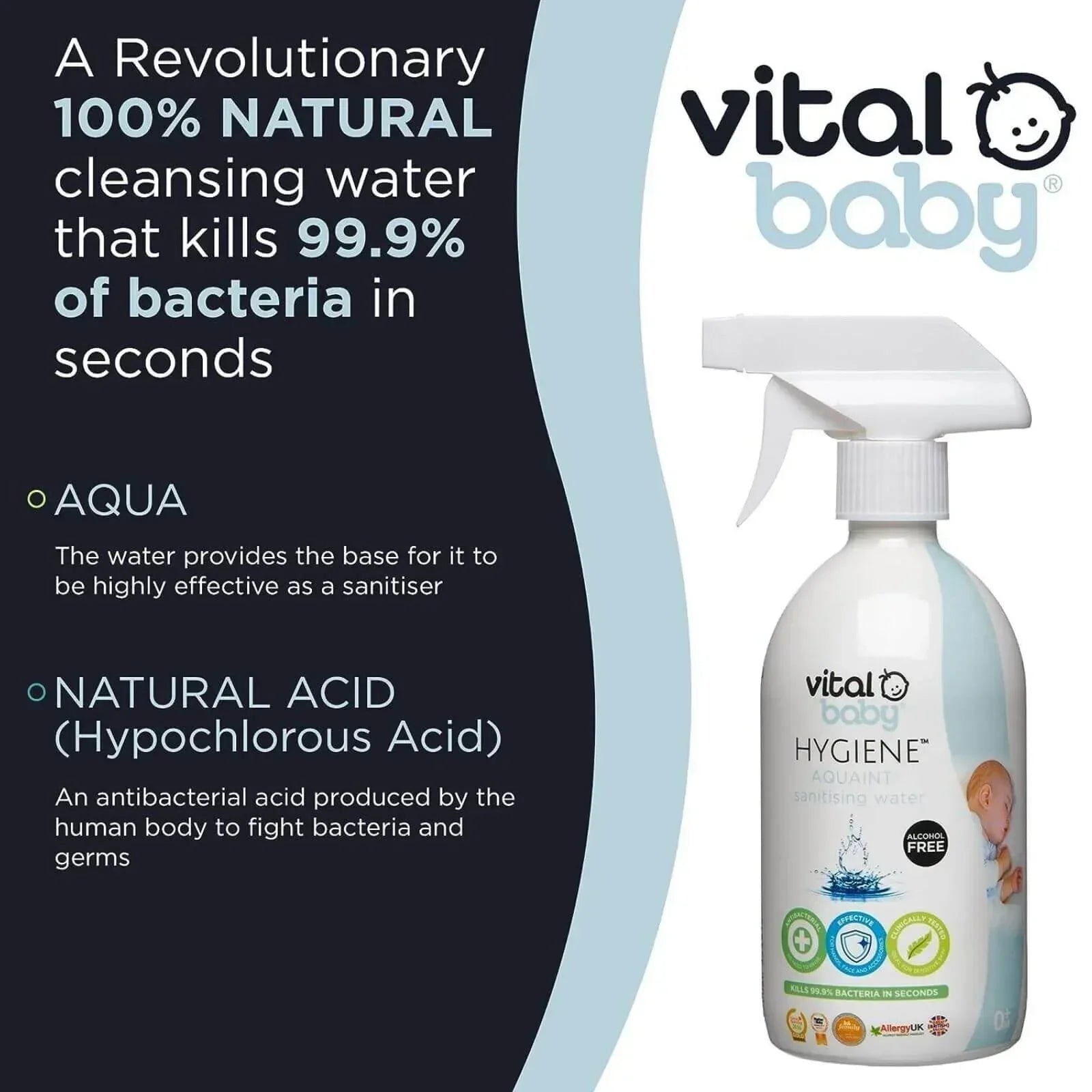 Vital Baby Hygiene Aquaint Cleansing Water 500ml - Bobobiy