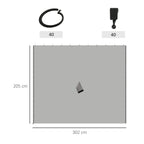 Light grey gazebo replacement wall panel, 302 x 205 cm, with small connector tab