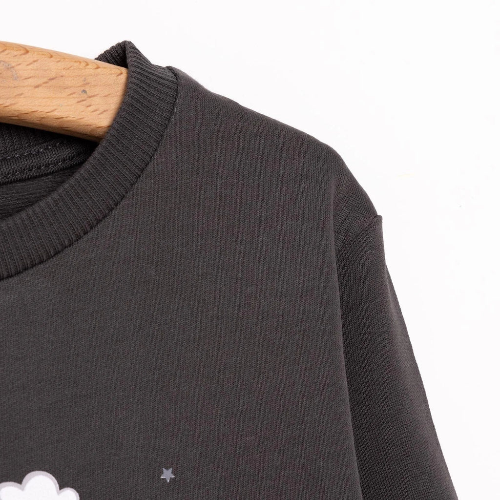 HelloBaby Basic Low Raised Lion Printed Sweatshirt - Dark Grey