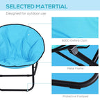 Blue moon chair made with 600D Oxford cloth; black metal frame and protective footpads