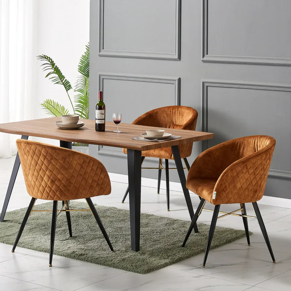 Vittorio Rocco LUX 5PCs Dining Set includes an Oak Dining Table and Set of 4 Dining Chairs - Bobobiy
