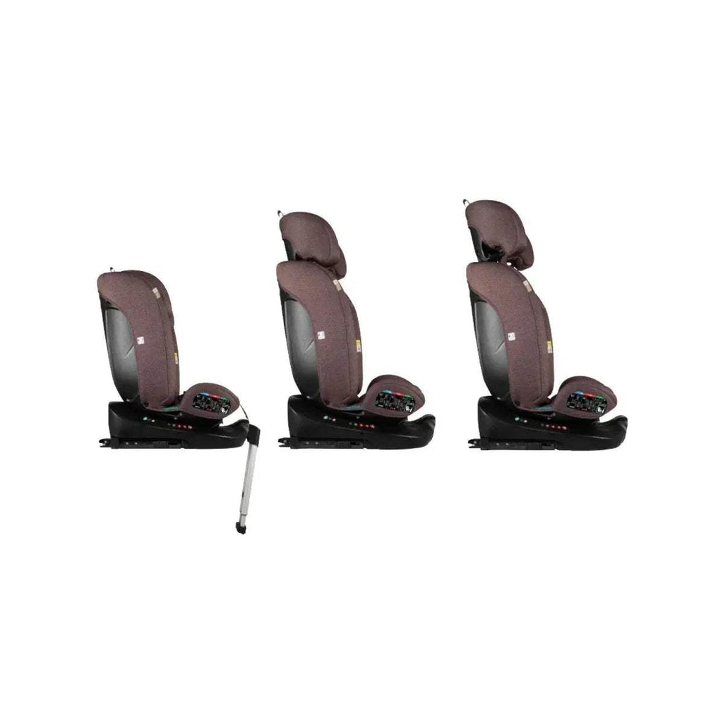 Cosatto group 0-1-2-3 car seat, brown shown in three recline positions
