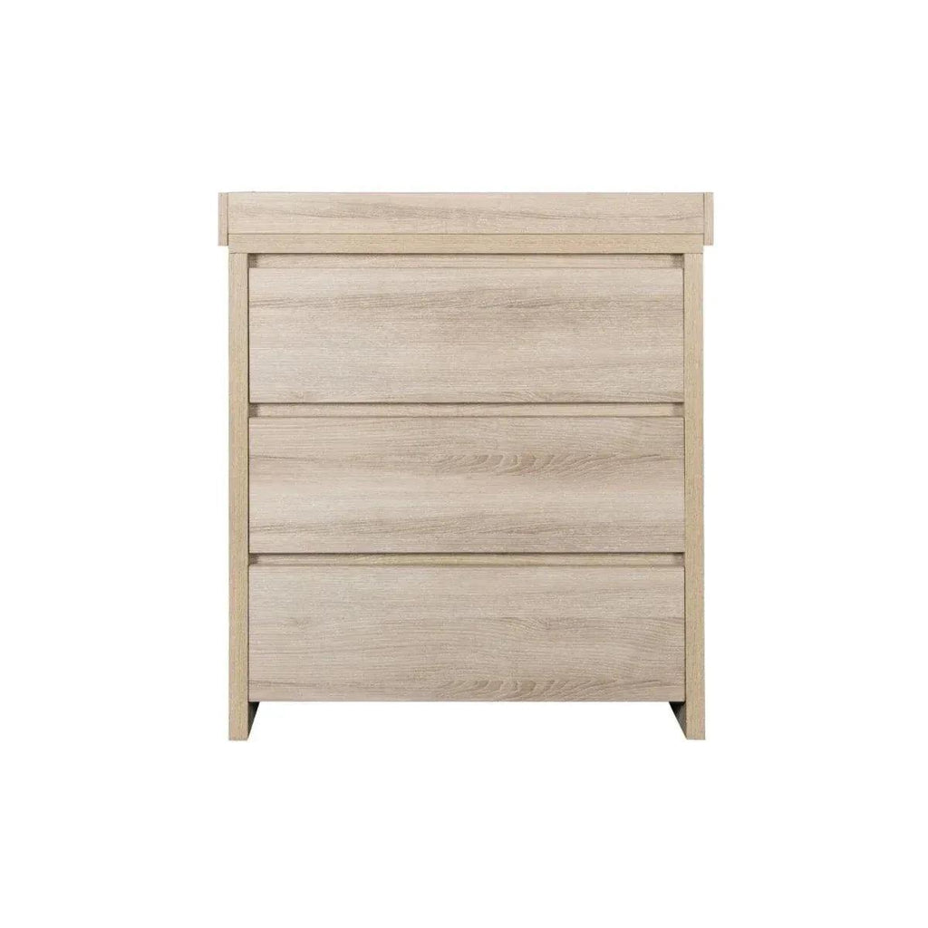Oak dresser cabinet with three stacked drawer fronts