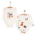 HelloBaby Boy 2-Pack Long Sleeve Bodysuit - Beige