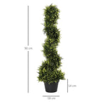 Green spiral artificial topiary tree in a black pot