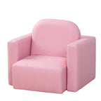 Pink toddler sofa chair with rounded back and cushioned seat, 2-in-1 style
